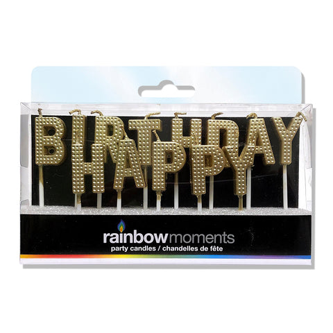 Gold Marquee Happy Birthday Letter Candles