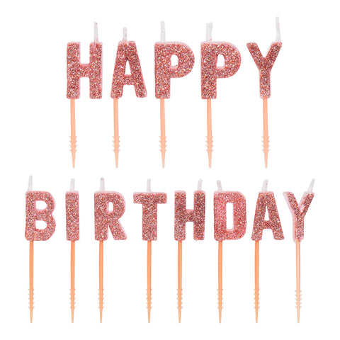 Pink Glitter Happy Birthday Letter Candles
