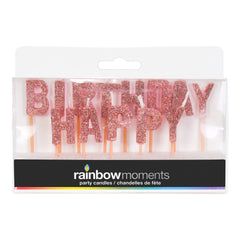 Pink Glitter Happy Birthday Letter Candles