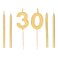 Gold Numbers and Candles Kit, 6cnt