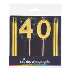 Gold Numbers and Candles Kit, 6cnt