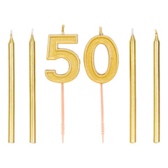 Gold Numbers and Candles Kit, 6cnt