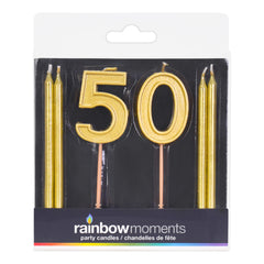 Gold Numbers and Candles Kit, 6cnt