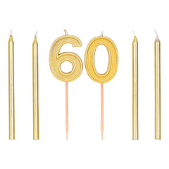 Gold Numbers and Candles Kit, 6cnt