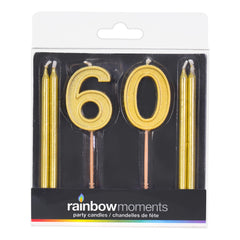 Gold Numbers and Candles Kit, 6cnt