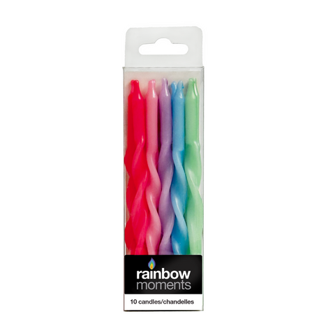 Multi-Color Twists Paraffin Party Candles (10-Pack)