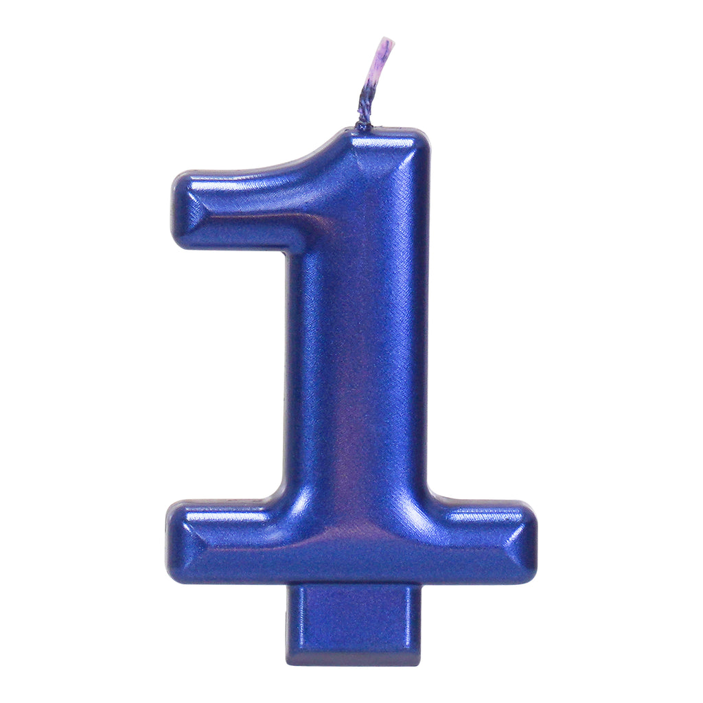 Blue Metallic 3.25 inch Number Candles