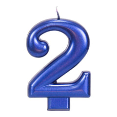 Blue Metallic 3.25 inch Number Candles