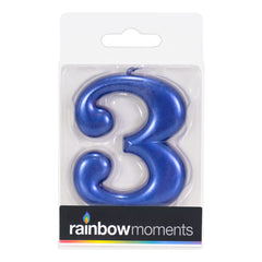 Blue Metallic 3.25 inch Number Candles