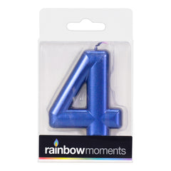 Blue Metallic 3.25 inch Number Candles