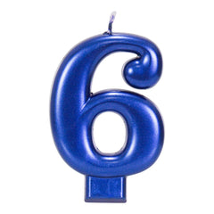 Blue Metallic 3.25 inch Number Candles
