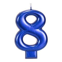 Blue Metallic 3.25 inch Number Candles