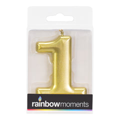 Gold Metallic 3.25 inch Number Candles