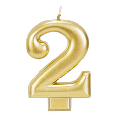 Gold Metallic 3.25 inch Number Candles