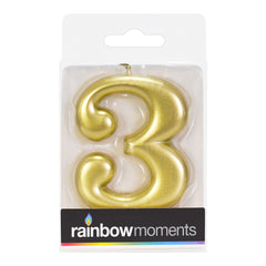 Gold Metallic 3.25 inch Number Candles