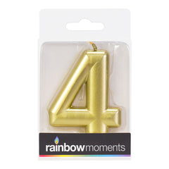 Gold Metallic 3.25 inch Number Candles