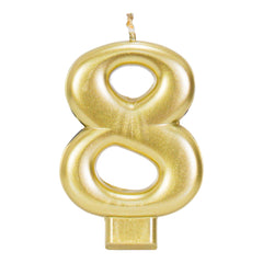 Gold Metallic 3.25 inch Number Candles