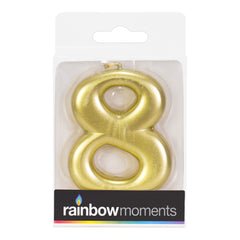 Gold Metallic 3.25 inch Number Candles