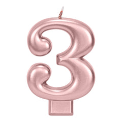 Rose Gold 3.25 inch Number Candles