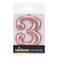 Rose Gold 3.25 inch Number Candles