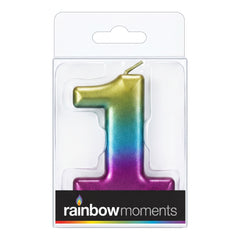 Rainbow Metallic 3.25 inch Number Candle