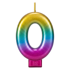Rainbow Metallic 3.25 inch Number Candle