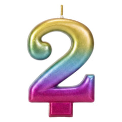 Rainbow Metallic 3.25 inch Number Candle