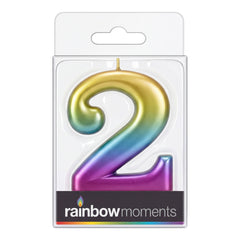 Rainbow Metallic 3.25 inch Number Candle