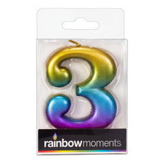 Rainbow Metallic 3.25 inch Number Candle