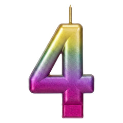 Rainbow Metallic 3.25 inch Number Candle