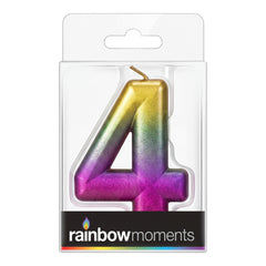 Rainbow Metallic 3.25 inch Number Candle