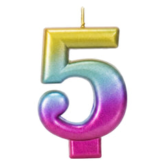 Rainbow Metallic 3.25 inch Number Candle