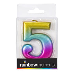 Rainbow Metallic 3.25 inch Number Candle