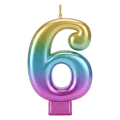 Rainbow Metallic 3.25 inch Number Candle