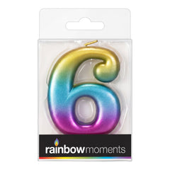 Rainbow Metallic 3.25 inch Number Candle