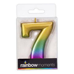 Rainbow Metallic 3.25 inch Number Candle