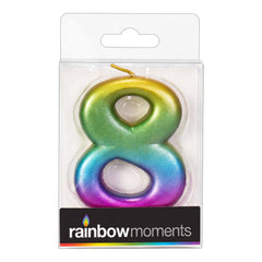 Rainbow Metallic 3.25 inch Number Candle