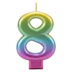 Rainbow Metallic 3.25 inch Number Candle
