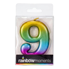 Rainbow Metallic 3.25 inch Number Candle