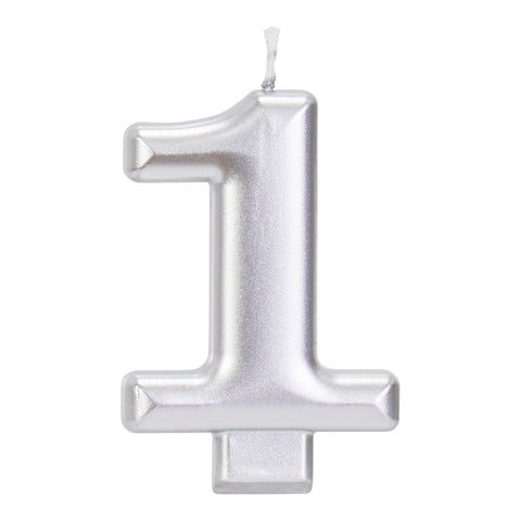Silver 3.25 inch Number Candles
