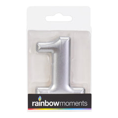 Silver 3.25 inch Number Candles