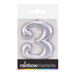 Silver 3.25 inch Number Candles