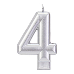 Silver 3.25 inch Number Candles