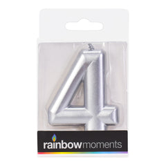 Silver 3.25 inch Number Candles