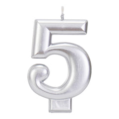 Silver 3.25 inch Number Candles
