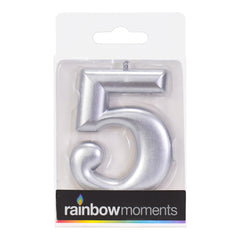 Silver 3.25 inch Number Candles