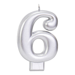 Silver 3.25 inch Number Candles