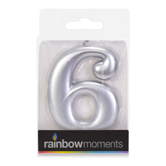 Silver 3.25 inch Number Candles