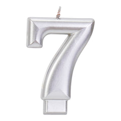 Silver 3.25 inch Number Candles