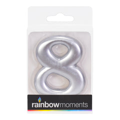 Silver 3.25 inch Number Candles